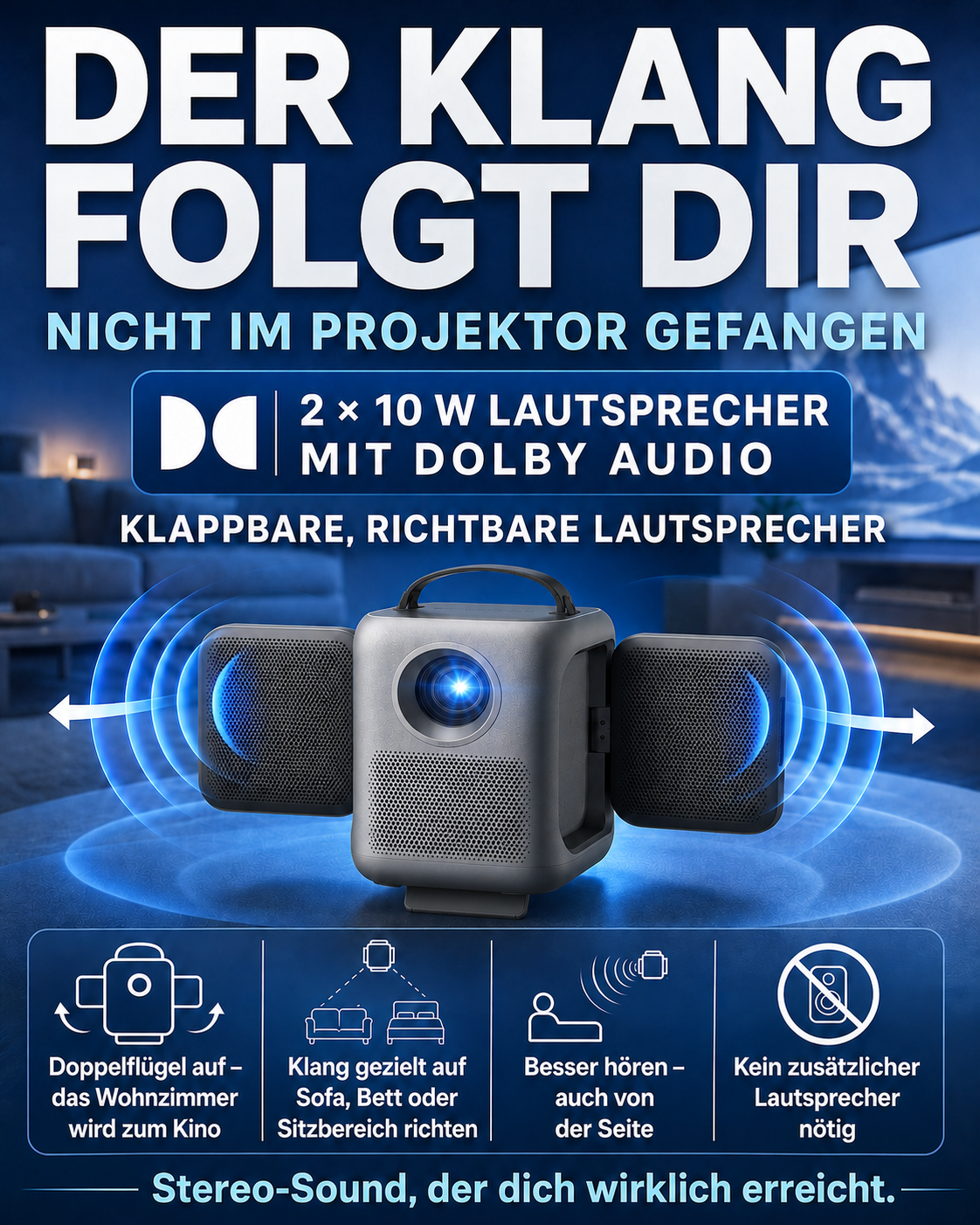 Kompakter, tragbarer Heimkino-Projektor